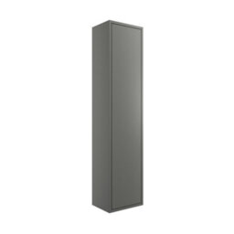 * Grasmere Tall Matt Grey Single Wall-Mounted Bathroom Cabinet (H)129.5Cm (W)30Cm