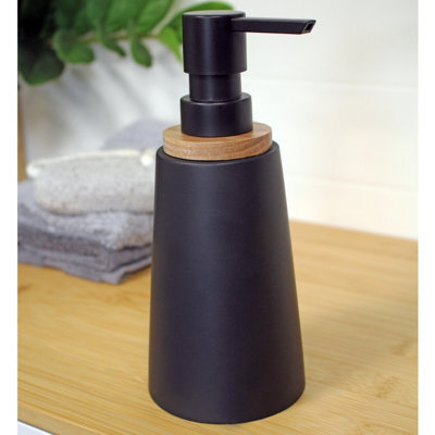 Showerdrape Sonata Black & Bamboo Liquid Soap Dispenser - image 1