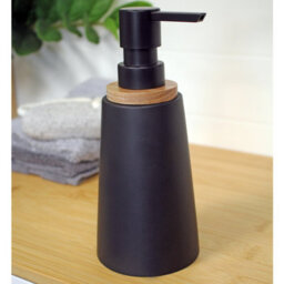 Showerdrape Sonata Black & Bamboo Liquid Soap Dispenser - thumbnail 1