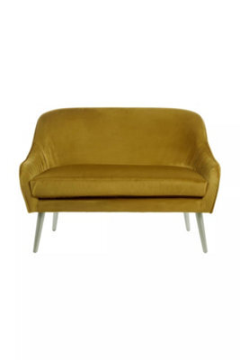 Premier Housewares Interiors By Premier Luxurious Mustard Velvet Sofa For Sitting Areas, Spacious 2 Seater Sofa , Mid-Century Sofa For  Bedrooms - image 1