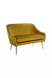 Premier Housewares Interiors By Premier Luxurious Mustard Velvet Sofa For Sitting Areas, Spacious 2 Seater Sofa , Mid-Century Sofa For  Bedrooms - thumbnail 3