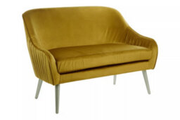 Premier Housewares Interiors By Premier Luxurious Mustard Velvet Sofa For Sitting Areas, Spacious 2 Seater Sofa , Mid-Century Sofa For  Bedrooms - thumbnail 2