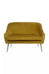 Premier Housewares Interiors By Premier Luxurious Mustard Velvet Sofa For Sitting Areas, Spacious 2 Seater Sofa , Mid-Century Sofa For  Bedrooms
