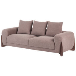 Wyld And Coco Novahome Brown Boucle 6-Seater Sofa Set - Armchair, 2-Seater And 3-Seater With Solid Rubberwood Legs - thumbnail 5
