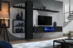 Arte Switch Metal V Black Gloss Entertainment Unit 270Cm - Stylish Metal-Framed Storage Wall