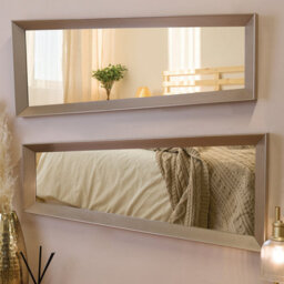Biznest Set Of 2 Asymmetric Sleek Metallic Finish Frame Mirror Wall Mounted Champagne Gift Idea Irregular Edge Home Deco 98X41X6Cm - thumbnail 2