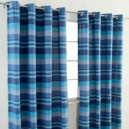 Homescapes Cotton Morocco Striped Blue Curtains 167 X 182 Cm - thumbnail 2