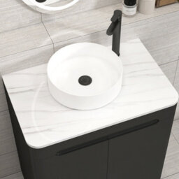 Royal Bathrooms Venice 700mm Matt Nocturne Black Freestanding Bathroom Countertop Vanity Unit 2 Door With Art Basin - thumbnail 6
