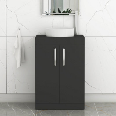 Royal Bathrooms Turin 500mm Matt Black Freestanding Worktop Bathroom 2 Doors Vanity Unit With No Basin - image 1