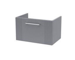 Hudson Reed Deco 600mm Wall Hung Single Drawer Unit-Satin Grey - thumbnail 1