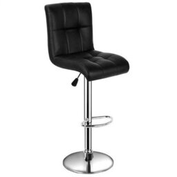 Gr8 Home Pair Of 2 Black Faux Leather Swivel Breakfast Bar Stool Chairs Chrome Gas Lift - thumbnail 2