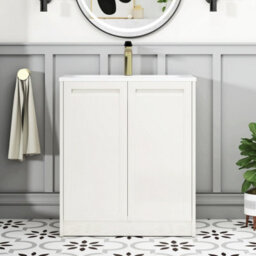 Royal Bathrooms Elmore 700mm Traditional Floor Standing 2 Door Bathroom Vanity Unit With Matt Stone Basin Sink - Classic White - thumbnail 3