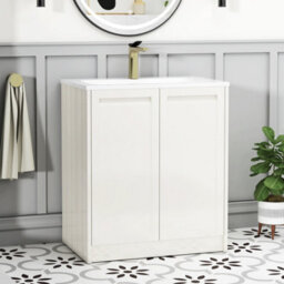 Royal Bathrooms Elmore 700mm Traditional Floor Standing 2 Door Bathroom Vanity Unit With Matt Stone Basin Sink - Classic White