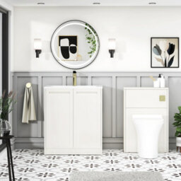 Royal Bathrooms Elmore 700mm Traditional Floor Standing 2 Door Bathroom Vanity Unit With Matt Stone Basin Sink - Classic White - thumbnail 4