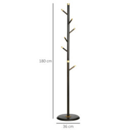 Homcom Coat Rack Bamboo Coat Stand With Round Base For Handbags - thumbnail 3