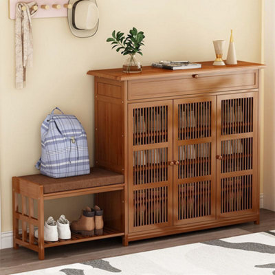Darphe Bamboo Entryway Storage Shoe Cabinet With Bench - image 1