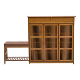 Darphe Bamboo Entryway Storage Shoe Cabinet With Bench - thumbnail 2