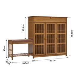 Darphe Bamboo Entryway Storage Shoe Cabinet With Bench - thumbnail 5