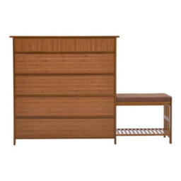 Darphe Bamboo Entryway Storage Shoe Cabinet With Bench - thumbnail 4