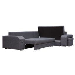 Alvares Living Room Corner Sofa Bed With Sleeping Function Upholstered Back 2 Storage 305X205X90Cm Mustard Left - thumbnail 2