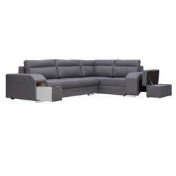 Alvares Living Room Corner Sofa Bed With Sleeping Function Upholstered Back 2 Storage 305X205X90Cm Mustard Left - thumbnail 4