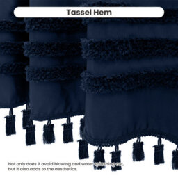 INHOUSOLU HOME DÉCOR Inhousolu Home Decor Stylish Woven Shower Curtain 256Gsm Boho Tufted Striped Waterproof - thumbnail 6