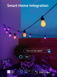 Lepro Zb1 Ai Smart Outdoor String Lights 15M, Ip65 Festoon Lights Warm White&rgb Works With Alexa, Bluetooth&2.4G Wifi, No Remote - thumbnail 4