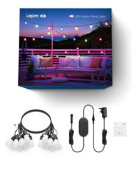 Lepro Zb1 Ai Smart Outdoor String Lights 15M, Ip65 Festoon Lights Warm White&rgb Works With Alexa, Bluetooth&2.4G Wifi, No Remote - thumbnail 6