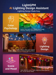 Lepro Zb1 Ai Smart Outdoor String Lights 15M, Ip65 Festoon Lights Warm White&rgb Works With Alexa, Bluetooth&2.4G Wifi, No Remote - thumbnail 3