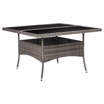 Vidaxl Outdoor Dining Table Grey Poly Rattan And Glass - image 1