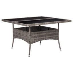 Vidaxl Outdoor Dining Table Grey Poly Rattan And Glass - thumbnail 1