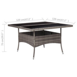 Vidaxl Outdoor Dining Table Grey Poly Rattan And Glass - thumbnail 4