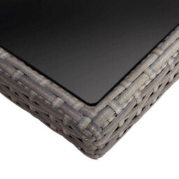 Vidaxl Outdoor Dining Table Grey Poly Rattan And Glass - thumbnail 3