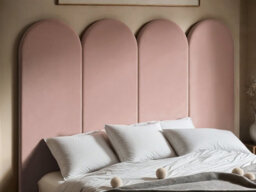Solace+Co Cirrus Headboard Wall Panels Kingsize Pink Velvet - thumbnail 2
