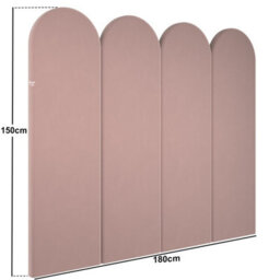 Solace+Co Cirrus Headboard Wall Panels Kingsize Pink Velvet - thumbnail 4