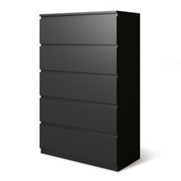 Urbn-Living Urbnliving Height 108.5Cm 5 Drawer Skagen Wooden Bedroom Chest Cabinet Colour Black Carcass And Black Drawers No Handle Storage - thumbnail 1