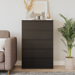Urbn-Living Urbnliving Height 108.5Cm 5 Drawer Skagen Wooden Bedroom Chest Cabinet Colour Black Carcass And Black Drawers No Handle Storage - thumbnail 3