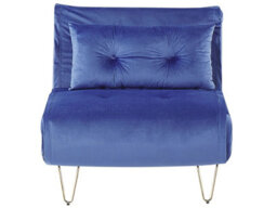 Wyld And Coco Small Navy Velvet 1-Seater Sofa Bed With Fold-Out Sleeper And Gold Legs - thumbnail 1