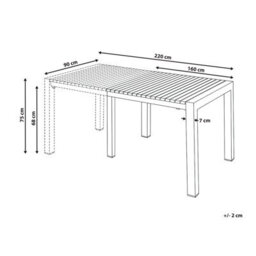 Beliani Extending Garden Dining Table Ardesio 160/220 Cm 90 Cm Metal Sand Beige - thumbnail 3