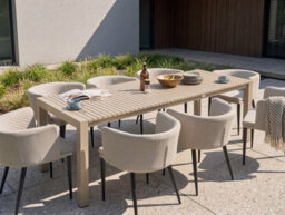 Beliani Extending Garden Dining Table Ardesio 160/220 Cm 90 Cm Metal Sand Beige - thumbnail 2