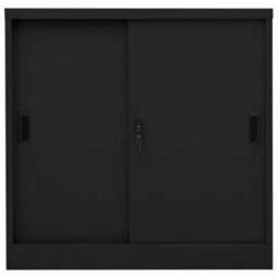 Walplus Office Cabinet With Sliding Door Black 90X40X90 Cm Steel - thumbnail 2