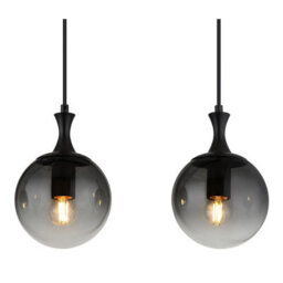Luminosa Lighting Luminosa Dalton Bar Pendant Ceiling Light Matt Black Balls Smoke Glass Shade 4X E27 - thumbnail 4