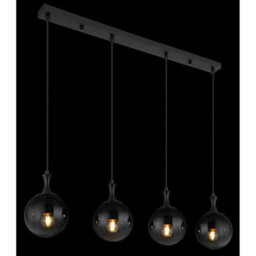 Luminosa Lighting Luminosa Dalton Bar Pendant Ceiling Light Matt Black Balls Smoke Glass Shade 4X E27 - thumbnail 5