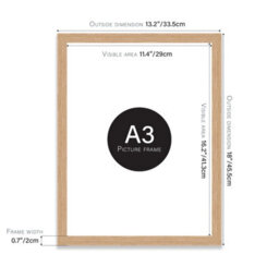 A3 Oak Picture Frame Fits A3 (29.7 X 42Cm - 11.7 X 16.5In) Poster, Photo, Artwork, Or Print. - thumbnail 2