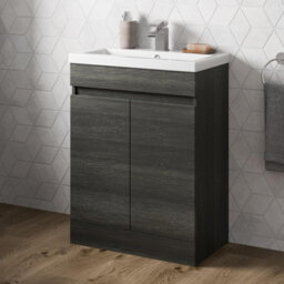 Affine 600mm Bathroom Vanity Unit Basin 2 Door Storage Cabinet Furniture Charcoal Grey - thumbnail 5