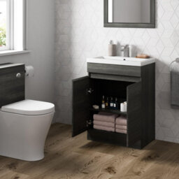 Affine 600mm Bathroom Vanity Unit Basin 2 Door Storage Cabinet Furniture Charcoal Grey - thumbnail 4