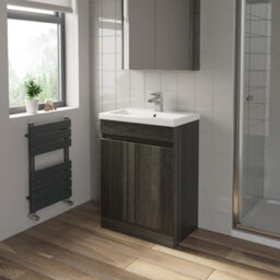 Affine 600mm Bathroom Vanity Unit Basin 2 Door Storage Cabinet Furniture Charcoal Grey - thumbnail 6