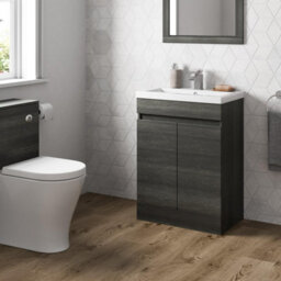 Affine 600mm Bathroom Vanity Unit Basin 2 Door Storage Cabinet Furniture Charcoal Grey - thumbnail 3