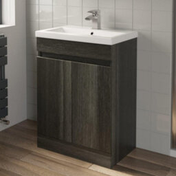 Affine 600mm Bathroom Vanity Unit Basin 2 Door Storage Cabinet Furniture Charcoal Grey - thumbnail 2