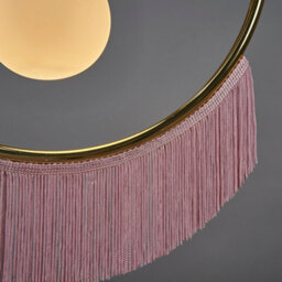 Valuelights Jupiter Polished Brass Semi Circle And Pink Tassel Ceiling Pendant Light With Frosted Shade - thumbnail 5